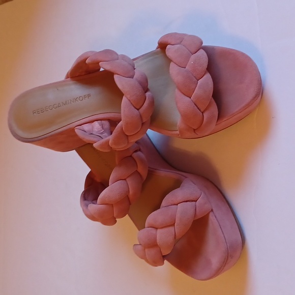 Rebecca Minkoff Shoes - Rebecca Minkoff Imani Pink Braided Genuine Suede Platform Slide Sandals sz 7.5